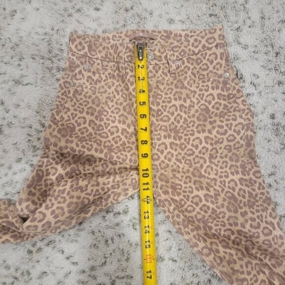7 For All Mankind SZ 27 Pink Coated Leopard Print High Waist Skinny Ankle Jeans - Picture 7 of 11